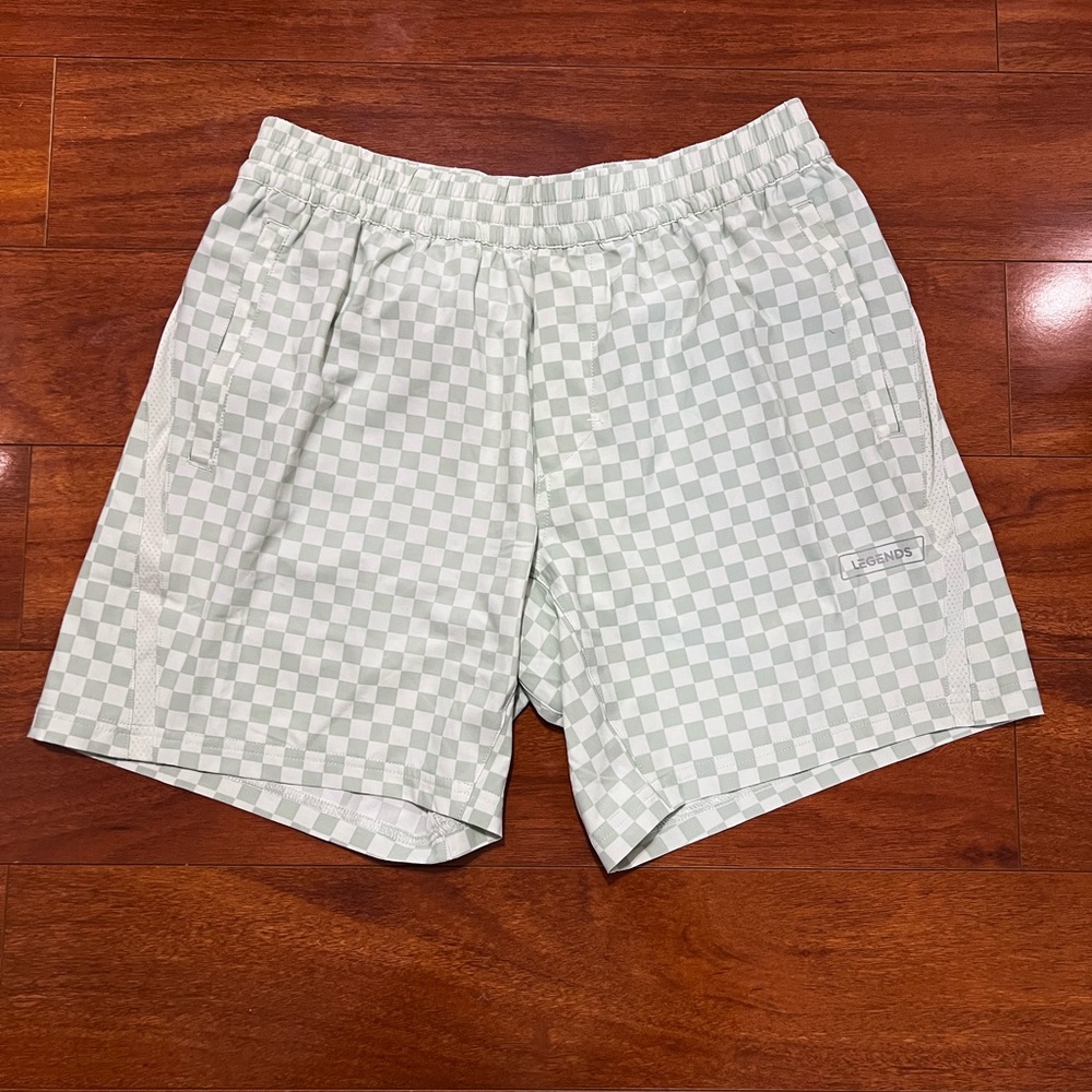Green checkered shorts